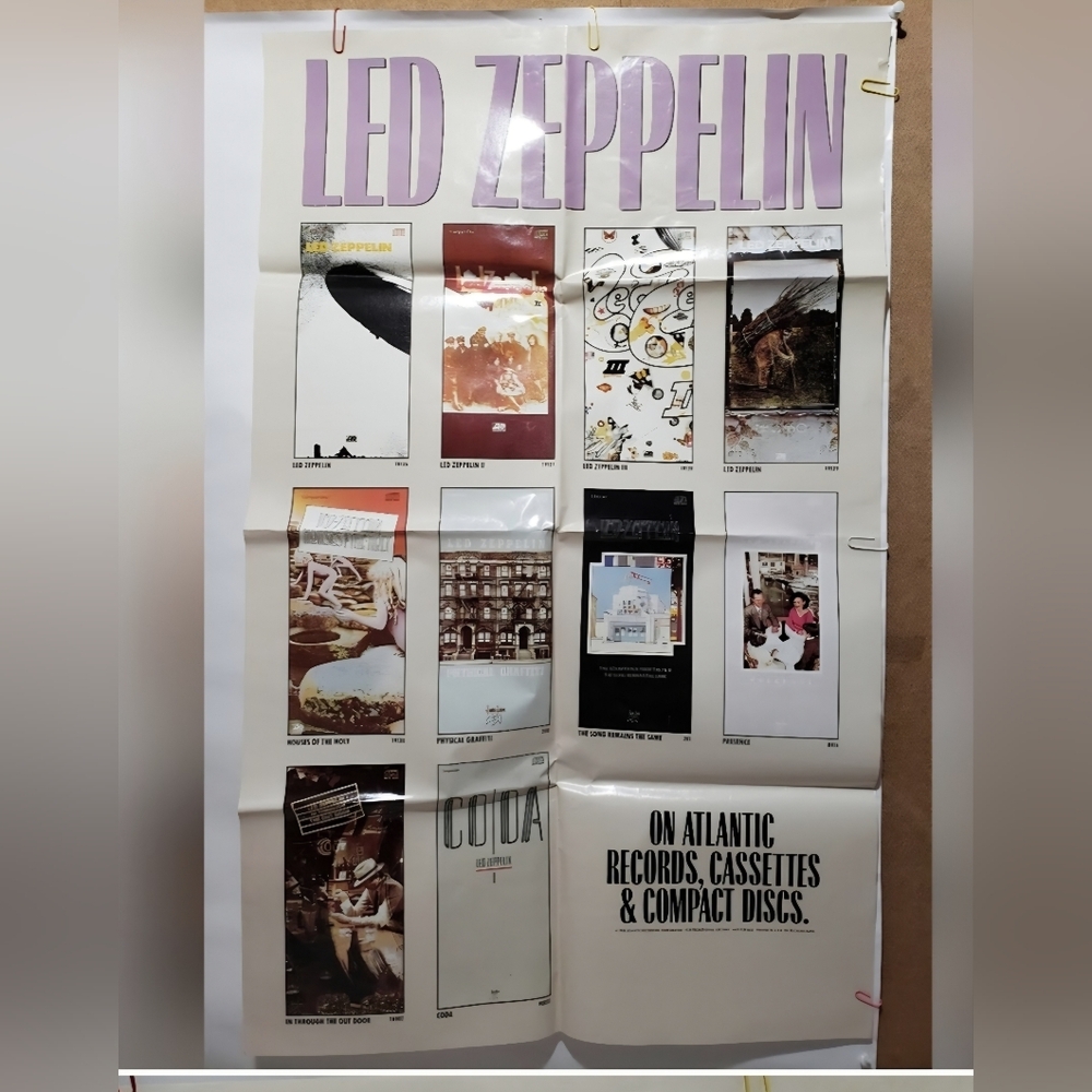Led Zeppelin 1980s Atlantic Records Promo 18" x 30" LP Covers Discography Poster
